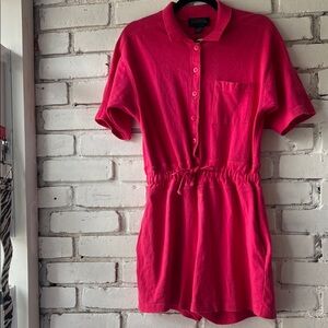 Premier Hot Pink Polo Romper with shorts and collar
